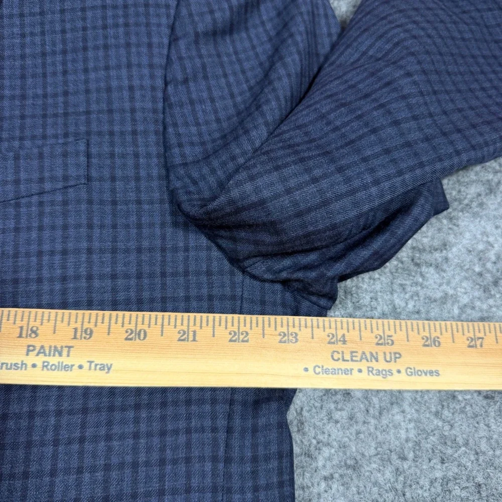 Jos A Bank Reserve Sport Coat Plaid Mens 46 Regular Navy Blue 100% Wool EUC